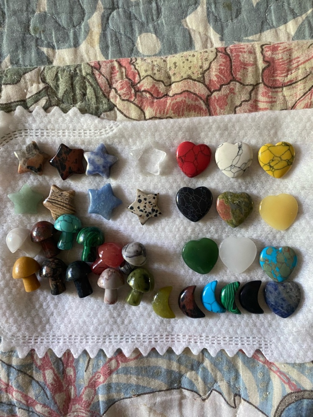 Mixed Gemstone Hearts, Stars & Mushroom Shapes - Multicolor Set